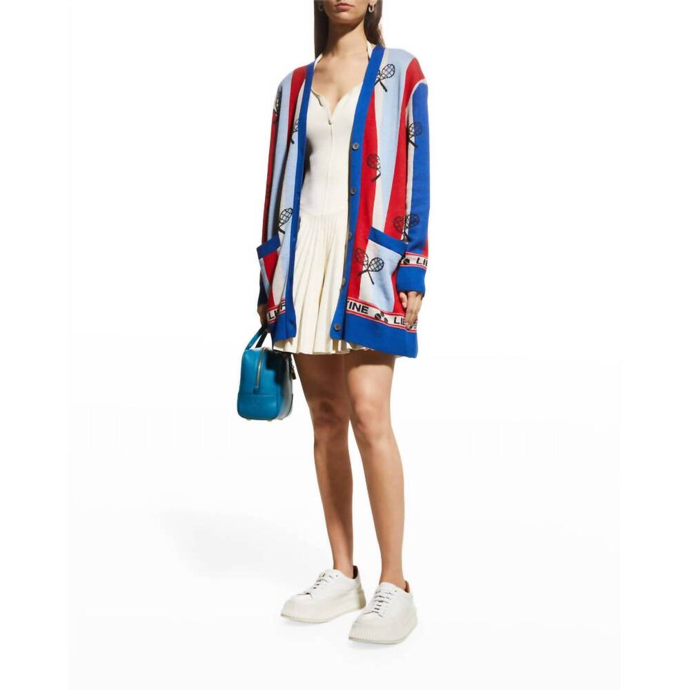 NEW LIBERTINE 10 s n e 1 tennis stripes cardigan in red, white, blue
